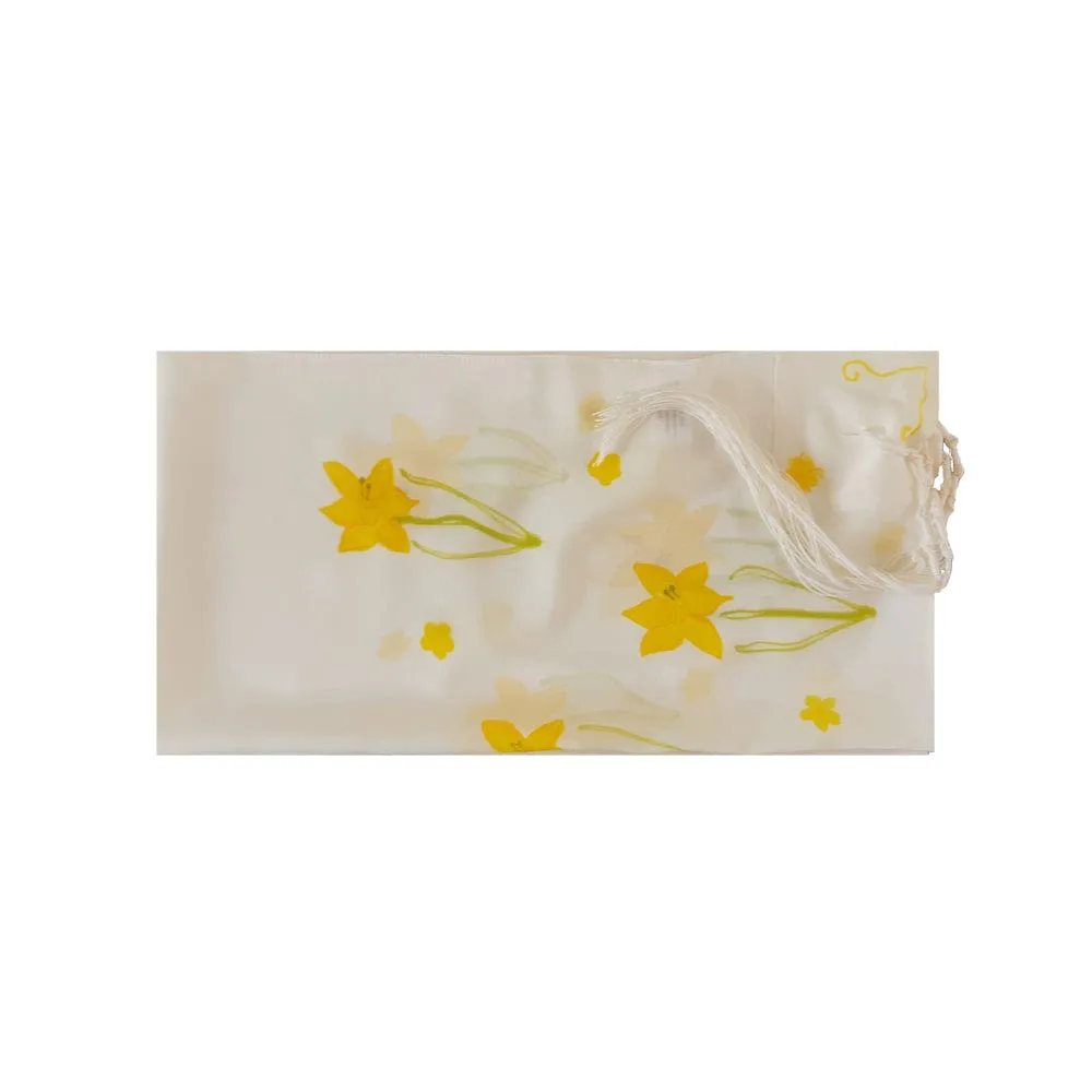 The Daffodils Hand Painted Silk Tallit for Women, Bat Mitzvah Tallit, Women's Tallit Prayer Shawl, Tallit for Girl