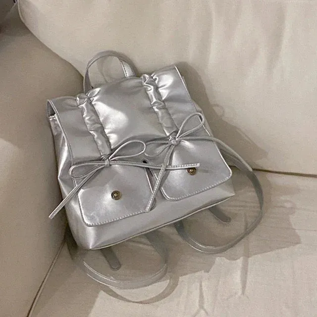 UAKISS  - Girls Sweet Y2k Aesthetic Bow Preppy Backpack All Match Ins Pleated Fashion Backpack Casual Women Students Schoolbags Japanese