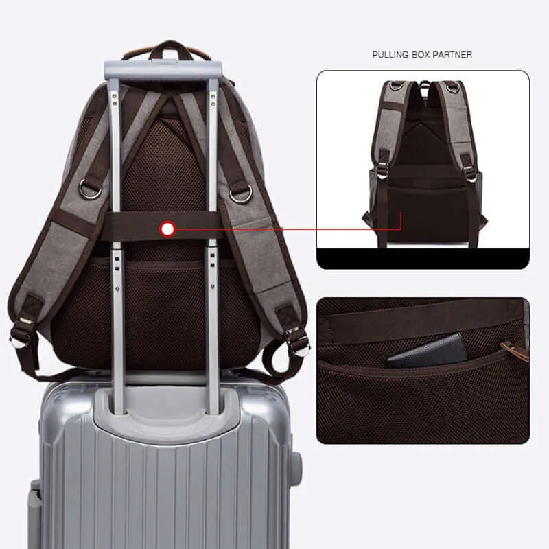 Versatile Canvas Laptop Backpack 23L - Work, Study, and Travel Companion